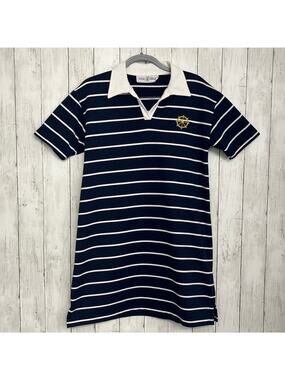 Vintage Needle & Threads Short Sleeve Striped Nautical Boat Money Shirt Dress